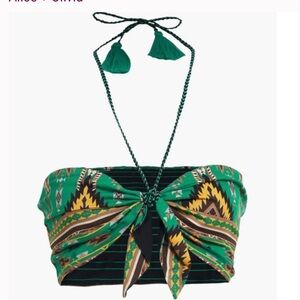 Alice + Olivia Livia knotted printed crepe halterneck bra top